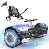 EVERCROSS XP9 Hoverboards avec Siège 6,5'', Overboard avec Hoverkart pour Enfant, Hoverboards avec Musique Bluetooth et Lumières LED, 4 AH Batterie, Max 15 km/h, 7KG Overboard avec 5,6KG Overkart